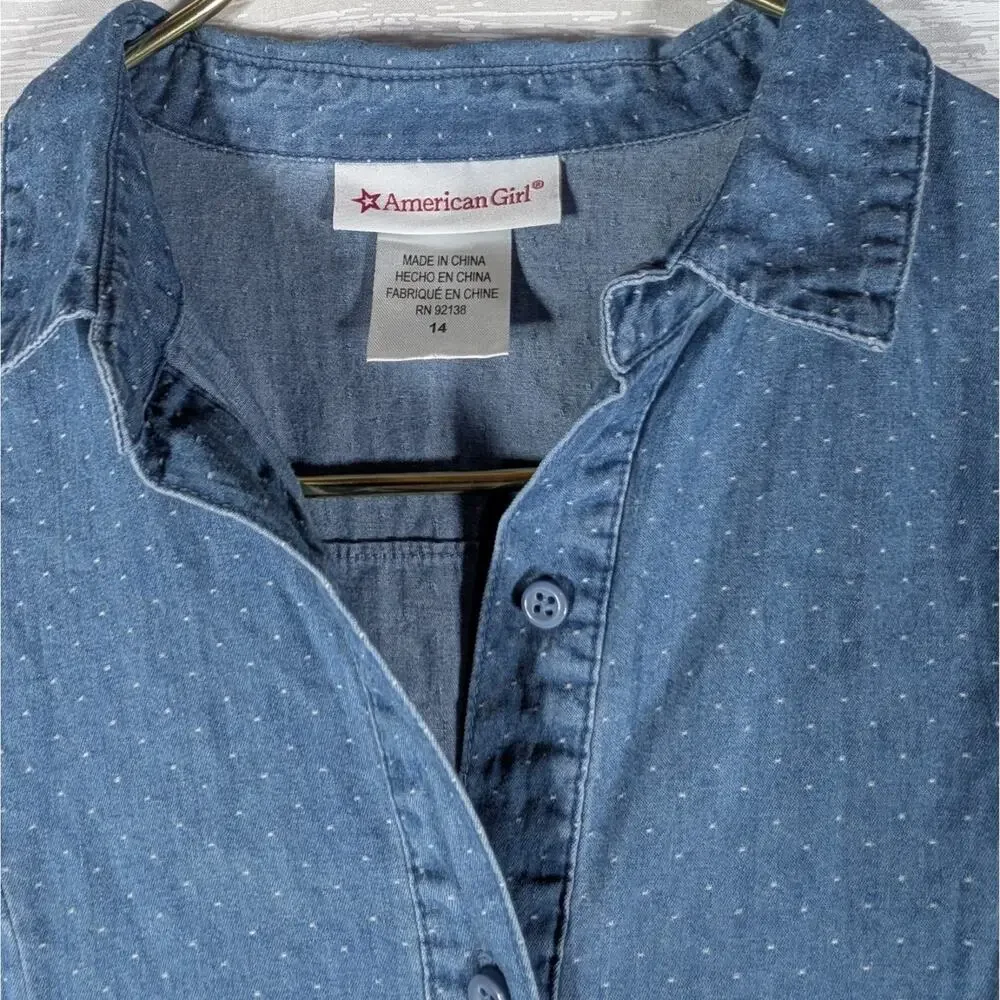 American Girl Western Chambray Dress For Girls Size 14 Denim Match Your Doll